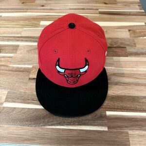 New Era Chicago Bulls Red and Black Flat Brim Snapback Hat